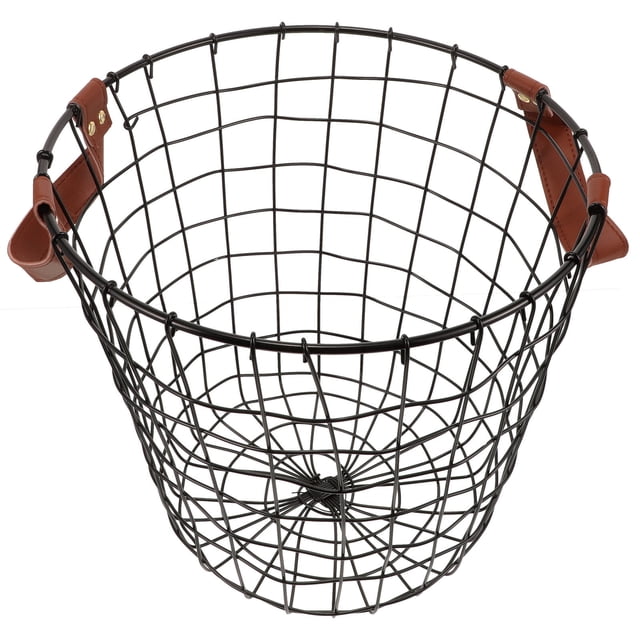 ORDDIART Panier de Rangement Rond en Fil de Fer Noir pour Bois de Chauffage Support de Bûches Portable pour Intérieur Extérieur