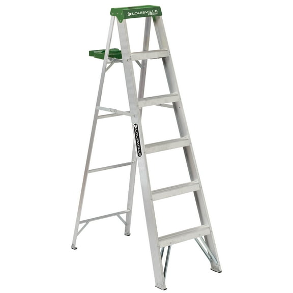Louisville 6' Aluminum Standard Step Ladder 5 Step - 39.4" x 20.5" - Aluminum