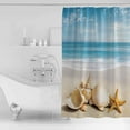 thumbnail image 4 of Small Stall Shower Curtain 36x72 Inch Narrow Half Size Coastal Seashells Bath Curtains Bathroom Decor Beach Ocean Nautical Starfish Conch Waterproof Fabric Shower Curtain Set with Hooks 36 Inch, 4 of 6