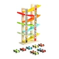 thumbnail image 3 of Rampa de carreras de coches en miniatura de madera, juguete para desarrollar habilidades motoras finas, vehículos de carreras, juego para niños 7 pistas, 3 of 9
