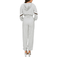 thumbnail image 4 of Shop Michella Women`s Long Sleeve Zip Up Hooded Jogger Jumpsuit, Stripe Gray, Medium, 4 of 4