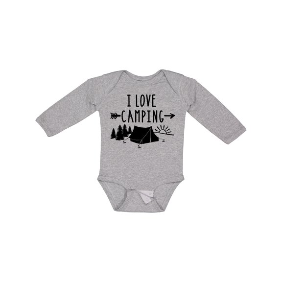 Inktastic I Love Camping- Tent and Trees Boys or Girls Long Sleeve Baby Bodysuit