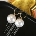thumbnail image 2 of AYYUFE Women C-shape Faux Pearl Dangle Pendant Ear Stud Earring Jewelry Gift Alloy White, 2 of 7