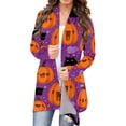 thumbnail image 1 of Gvmfive Womens Halloween Sweaters Long Sleeve Pumpkin Print Open Front Cardigan Blouse, 1 of 4