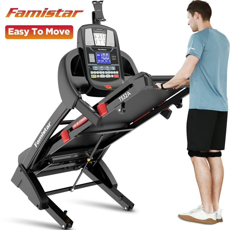 Famistar 4.5HP Portable Folding Treadmill 300 LB Capacity for Home w 15 Level Auto Incine Smart APP Control HiFi Stereo Bluetooth Speakers 64