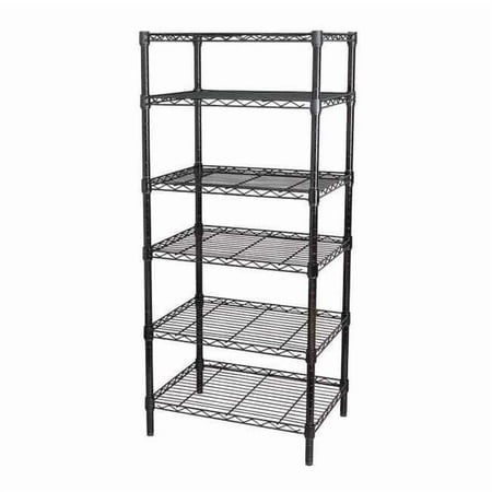 Wire Shelving Unit, 18"D x 36"W x 74"H, 6 Shelves, Black 32V417