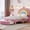 Pink, variant on Bellemave Twin Size Bed with Drawers, Rainbow Upholstered Platform Bed with Headboard, Velvet Princess Bed for Teens, Pink