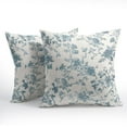 thumbnail image 2 of Smoke Blue Floral Pillow Covers 16x16 Inch Set of 2 Blue Gray and Cream Chinoiserie Flower Outdoor Decorative Throw Pillows Vintage Rustic Toile Pillowcases Cushion Covers for Couch, 2 of 6