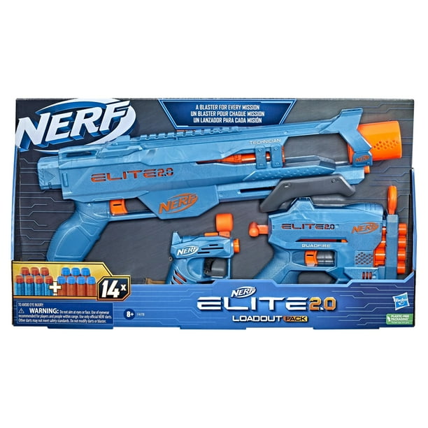 Nerf Elite 2.0 Loadout 3-Blaster Pack, Technician DS-2, Quadfire
