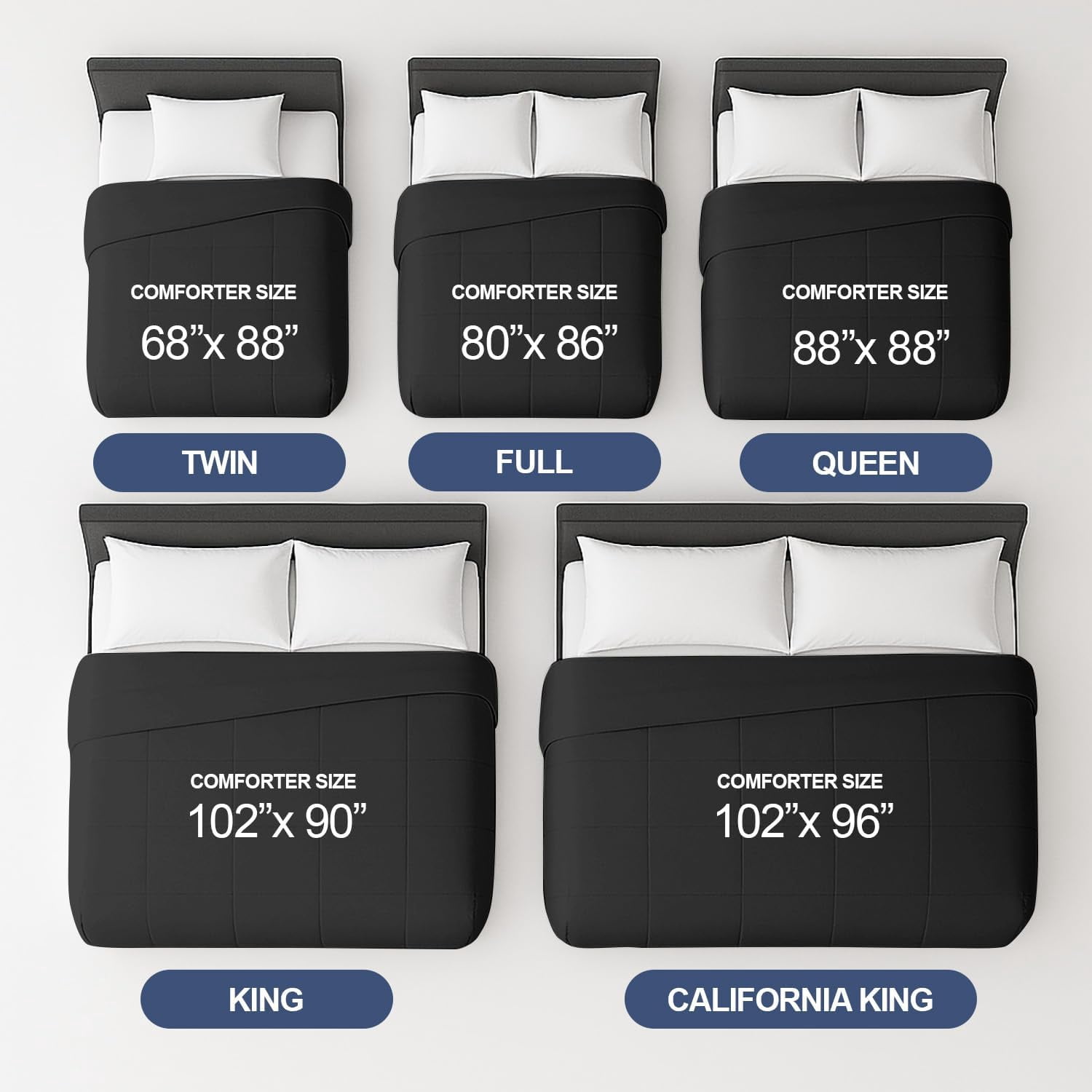 CGK Linens Premium Down Alternative Comforter - King Size All-Season Fluffy & Cozy Duvet Insert, Black