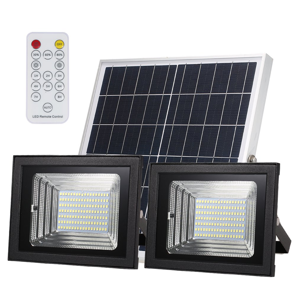 Solar Dualhead Flood Light with Remote Control for 30/60/80