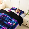 thumbnail image 3 of Manfei Race Car Print Twin Comforter Sets,Speed Games Bedding Set,Blue Pink,Black Reversible,2pcs,1 Comforter and 1 Pillowcase, 3 of 7