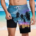 thumbnail image 2 of ZCFZJW Mens Swim Trunks with Compression Liner 2 in 1 Quick Dry Tropical Palm Tree Printed Summer Swimming Shorts Swimwear Bathing Suits with Pockets Navy XXL, 2 of 6