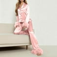 thumbnail image 6 of Soft Flannel Pajama Set for Women - Lapel Shirt & Elastic Pants, Sister/Mother Sleep Loungewear, 6 of 9