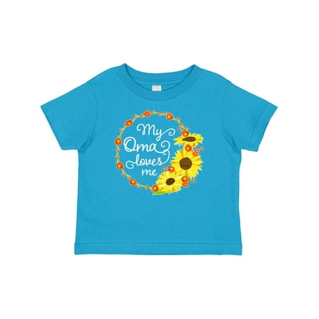 

Inktastic My Oma Loves Me with Sunflower Wreath Gift Baby Boy or Baby Girl T-Shirt