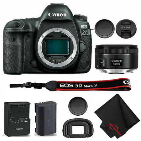 Canon EOS 5D Mark IV Full Frame Wi-Fi DSLR Camera Body with Canon EF 50mm f 1.8 STM Lens and Cloth