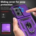 thumbnail image 4 of for Motorola Edge 2024 Case with Slide Camera Cover HD Screen Protector [Military Grade Drop Tested] Magnetic Ring Holder Kickstand Protective Phone Case for Motorola Moto Edge 2024, Purple, 4 of 17