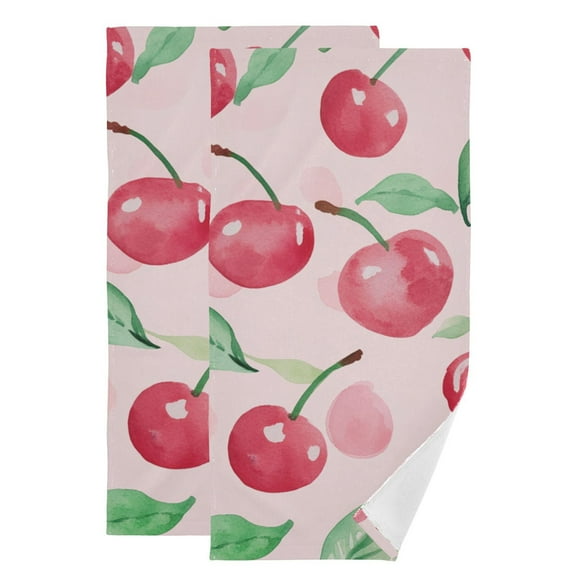Watercolor Pink Cherry Hand Towel Absorbent Bath Towels for Bathroom Sports Gym(28.3" X 14.4") Set of 2