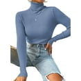 thumbnail image 1 of UKAP Women Knit Shirts Turtleneck Pullover Long Sleeve Tops Basic Work Sweater Sea Blue L, 1 of 2