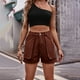 thumbnail image 3 of Pantalones cortos de mezclilla con bolsillo pierna recta cintura elástica botón cremallera pantalones cortos de mezclilla de cintura alta para verano, 3 of 8