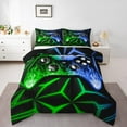 thumbnail image 3 of Erosebridal Gamepad Print Comforter Sets King Size for Teen, Gamer Down Comforter, Black Green Blue, 3-Piece, 3 of 7