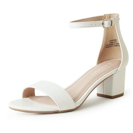 

J.Adams Daisy Women s High Heel Chunky Party Dress Shoes Ankle Strap Wedding Heeled Sandals - White PU - 7
