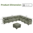 thumbnail image 5 of Bonzy Home Convertible Sectional Sofa With Ottoman, Ultra‑Comfort Seating – Configurable for Living Room & Family Room, Green, 5 of 9