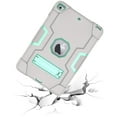 thumbnail image 4 of Case for iPad Mini 4th/5th Gen, Kickstand Shockproof Kids Proof Case Heavy Duty High Impact Resistant Hybrid Three Layer Rugged Defender Full Body Protection Case, Gray+Mint, 4 of 7