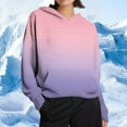 thumbnail image 7 of FNFHFY Hoodies for Women Color Block Hooded Sweatshirt Cozy Knit Sweater Pullovers Loose Drop Shoulder Hoodie, 7 of 7