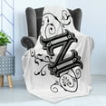 thumbnail image 4 of Letter Z Soft Flannel Fleece Throw Blanket, Last Letter of Alphabet in Calligraphic Design Z Curls Swirls, Cozy Plush for Indoor and Outdoor Use, 50" x 60", Black Grey White, by Ambesonne, 4 of 5