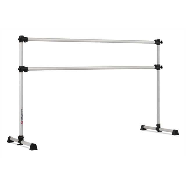 VITA Barre Portable Freestanding Double Ballet Barre, Prodigy, 7 Ft Bars, Satin Silver | Adjustable Height, USA Made, Home or Gym Exercise Equipment for Kids & Adults | Dance, Fitness, Pilates