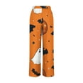 thumbnail image 5 of WXLWZYWL Halloween Pants for Women Women's Comfy Stretch Pants Casual Palazzo Sweatpants Bat Print Drawstring Wide Leg Pant Lounge Elastic Waist Sweatpant, 5 of 5