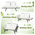 thumbnail image 5 of Outdoor Sofa, Woven Rattan Patio Furniture, Convertible Daybed or Double Chair with Adjustable Armrests, Cushions and Pillows for Yard, Porch, Pool, Brown Lounger & Beige Pillowcase, 5 of 7