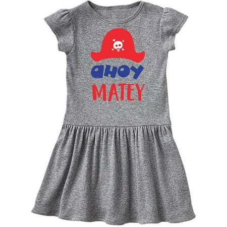 

Inktastic Ahoy Matey Pirate Hat Skull and Bones - Red Blue Gift Toddler Girl Dress