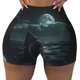 thumbnail image 2 of Balery Moonlit Night Sky Shark Pantalones cortos de entrenamiento estampados para mujer, sin costuras, ajustados, para gimnasio, yoga, correr, deportes, ejercicio activo, fitness.-Large, 2 of 8