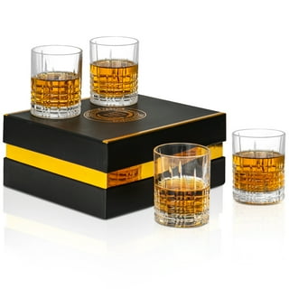 QUMMFA Whiskey Glasses, Set of 8 Cocktail Glasses in Gift Box, 11 oz Old Fashioned Glasses for Drinking Scotch Bourbon Cognac Vodka Rum Liquor