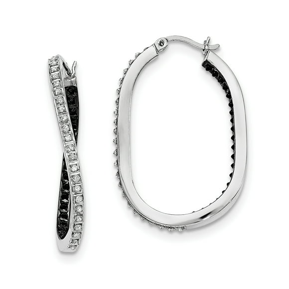 Boucles d'Oreilles en Argent Sterling Noir et Blanc Diamond Mystique Torsadées QDF163