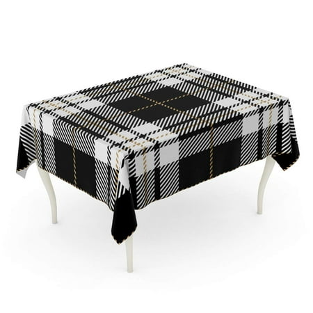 

SIDONKU Abstract Black and White Tartan Plaid Printing Pattern Scottish Checkered Clan Culture Tablecloth Table Desk Cover Home Party Decor 52x70 inch