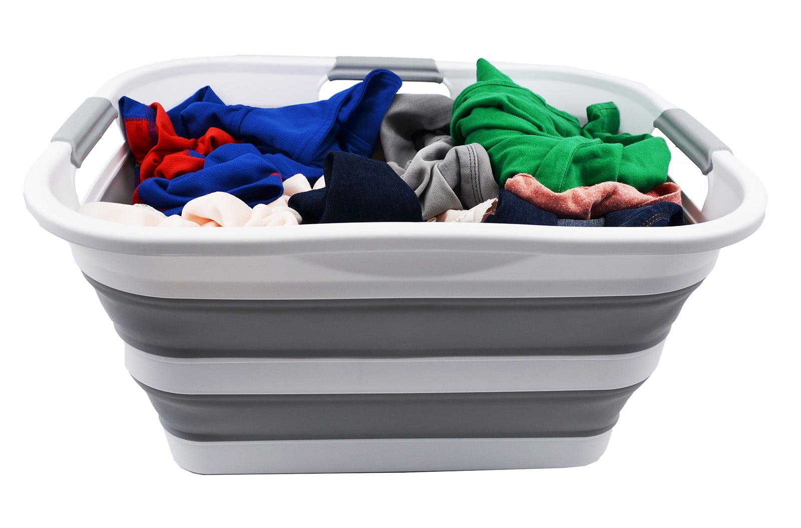 SAMMART 30L(8 gallon) Collapsible Plastic Laundry Basket - Foldable Pop Up Storage Container/Organizer - Space Saving Hamper/Basket - Water Capacity 24L(6.3 gallon)