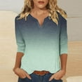 thumbnail image 2 of ZZwxWA Plus Size Tshirts for Women, Shirts for Women Trendy 3/4 Sleeve T Shirts for Women Gradient V Neck Shirts for Women Workout Blouses Lightweight Sales, 2 of 5