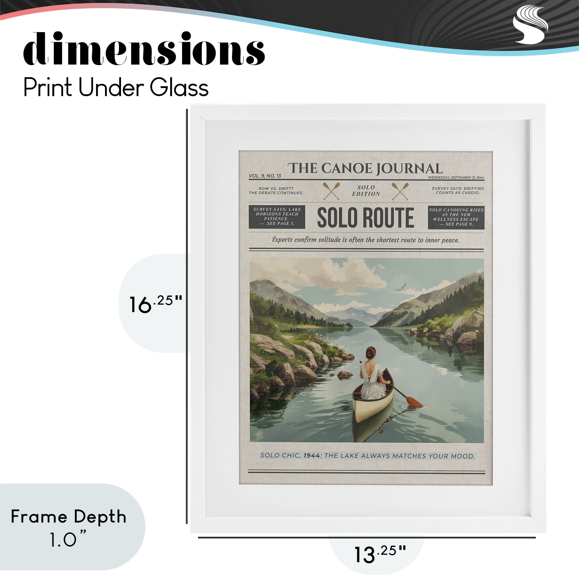 Stupell Industries Canoe Journal Newspaper White Framed Print Under Glass, design by A Barefoot Stylist