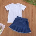 thumbnail image 6 of Douhoow Kid Girl 2 Piece Set Rose Embroidery Short Sleeve T-Shirts+Denim Short Skirts, 6 of 9