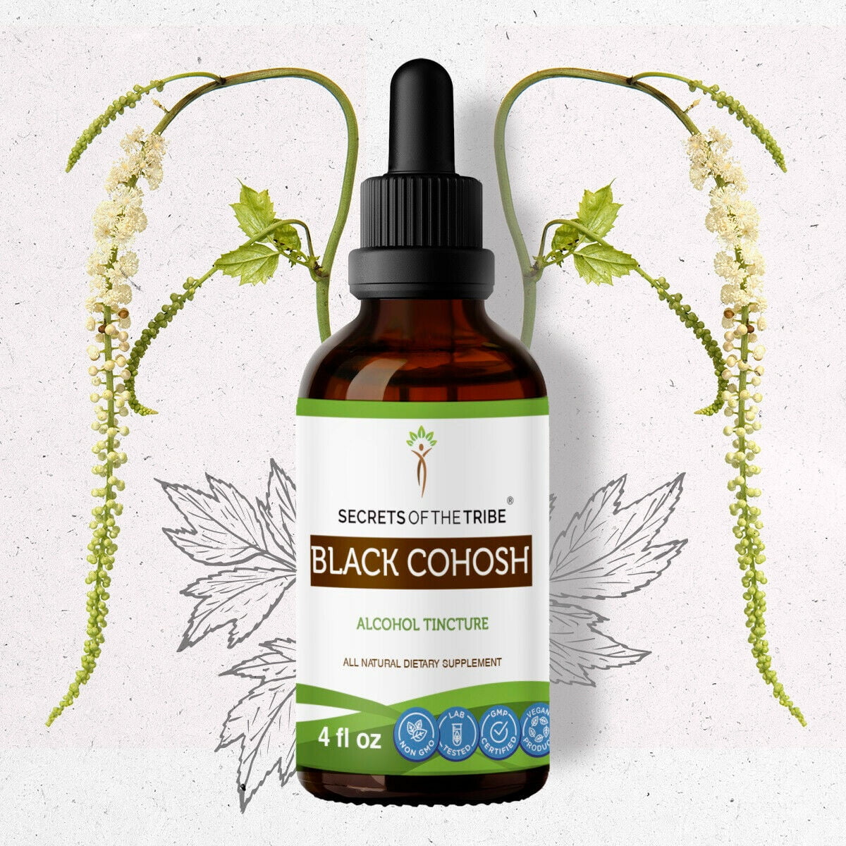 Black Cohosh Tincture Alcohol Extract, Responsibly farmed organic Black
