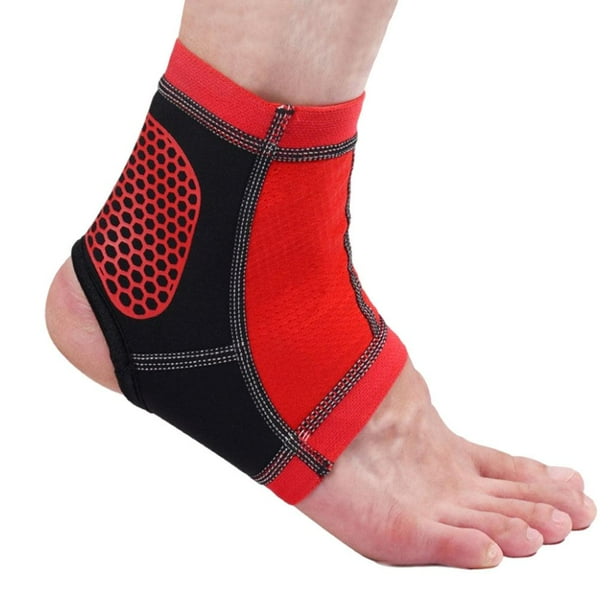 Tobillera transpirable elástica para proteger el pie del dolor de tendinitis y esguinces. Rojo l
