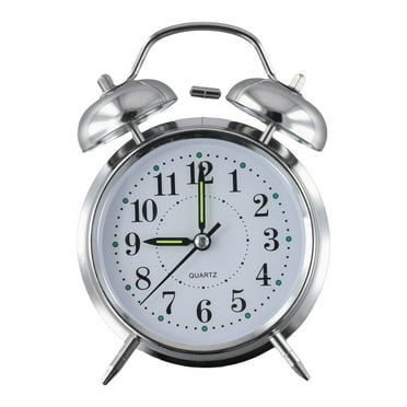 chengsi Wind Up Double Bell Alarm Clock Classic Saxon Style Chrome Finish Large Face Luminous Hands Traditional Design