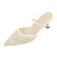 thumbnail image 2 of DIVVce Star Embroidered Mesh Mule Heels For Women Pointed Toe Kitten Heel Evening Footwear, 2 of 8