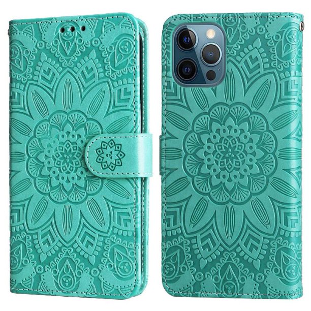 Funda tipo cartera GANGXUN para iPhone 12 Pro Max , diseño girasol, cuero PU, soporte, cierre magnético, tarjetero