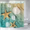 thumbnail image 2 of Bathroom Uses Beach Scallop 3D Shower Curtains, Luxurious Bathtub Standard Shower Curtains, Waterproof and Bright Fabric Shower Curtains, Including 12 White Hooks, Size 72x84, 2 of 6