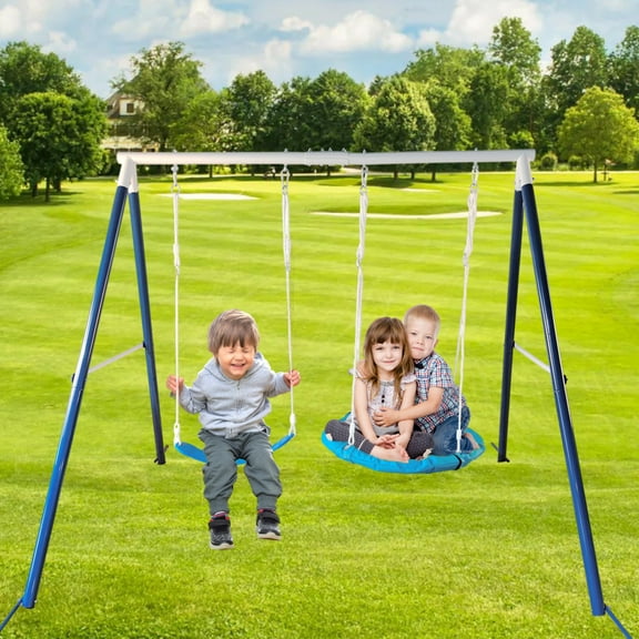 Zateety Metal Swing Stand With Saucer Outdoor Playground Metal Swing Set For Kids Outdoor Play Equipment