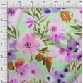 thumbnail image 2 of oneOone Viscose Jersey Fabric Watercolor Leaves & Peony Floral Print Sewing Fabric BTY 60 Inch Wide, 2 of 5